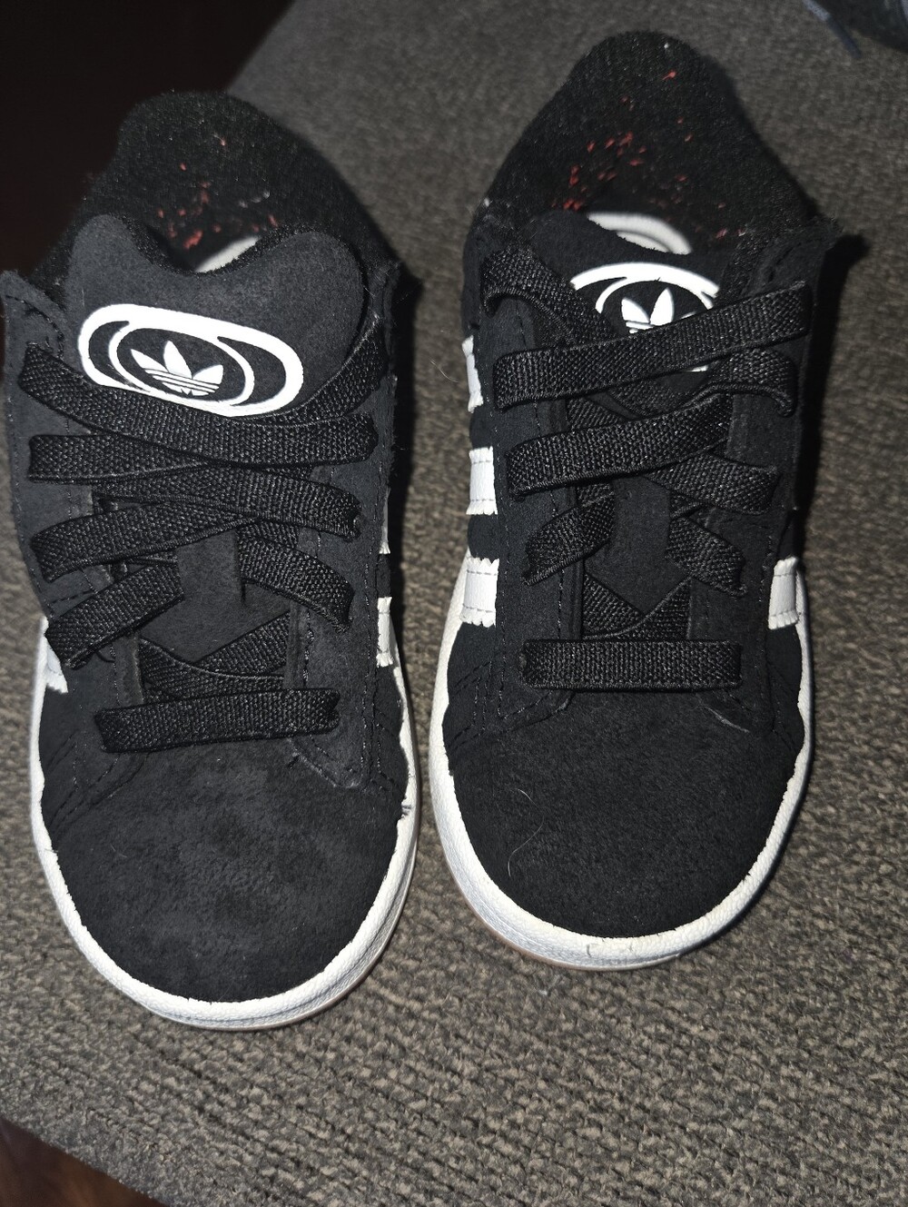 adidas Kids Black and White Suede Sneakers
